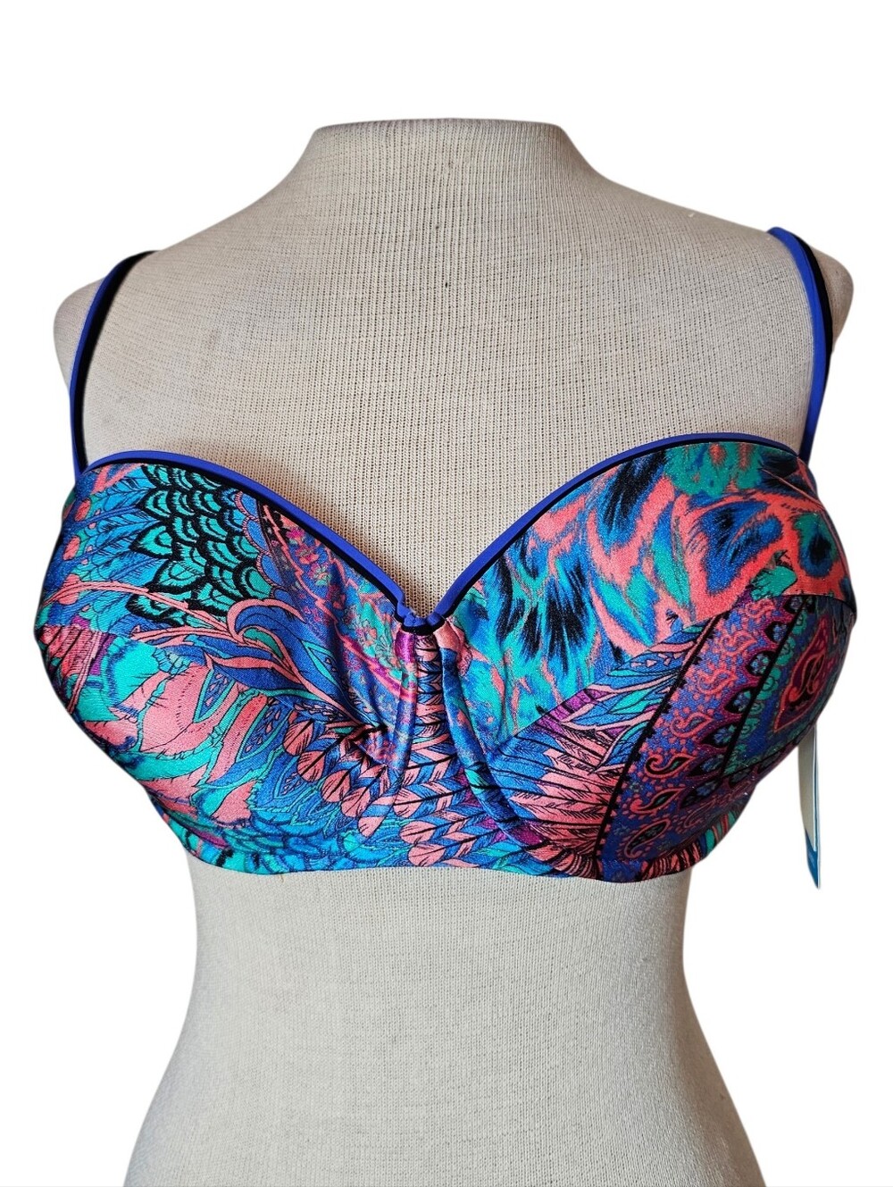 Gottex Paisley Underwire Bikini Top - Size 14 C Padded Cup NWT Colorful